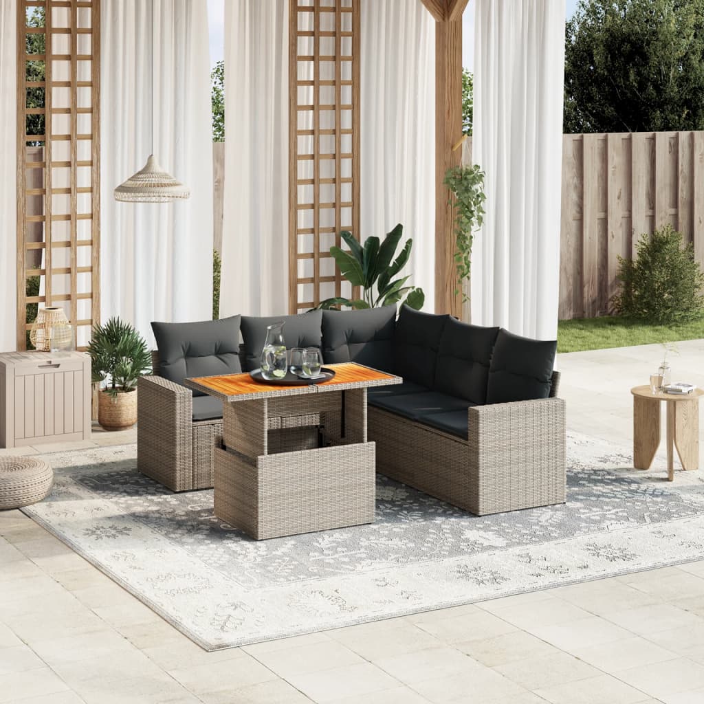 Loungegrupp Med Dynor 6 Delar Konstrotting