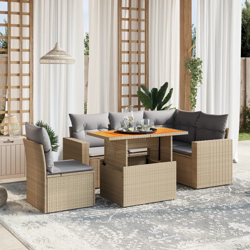 Loungegrupp Med Dynor 6 Delar Konstrotting