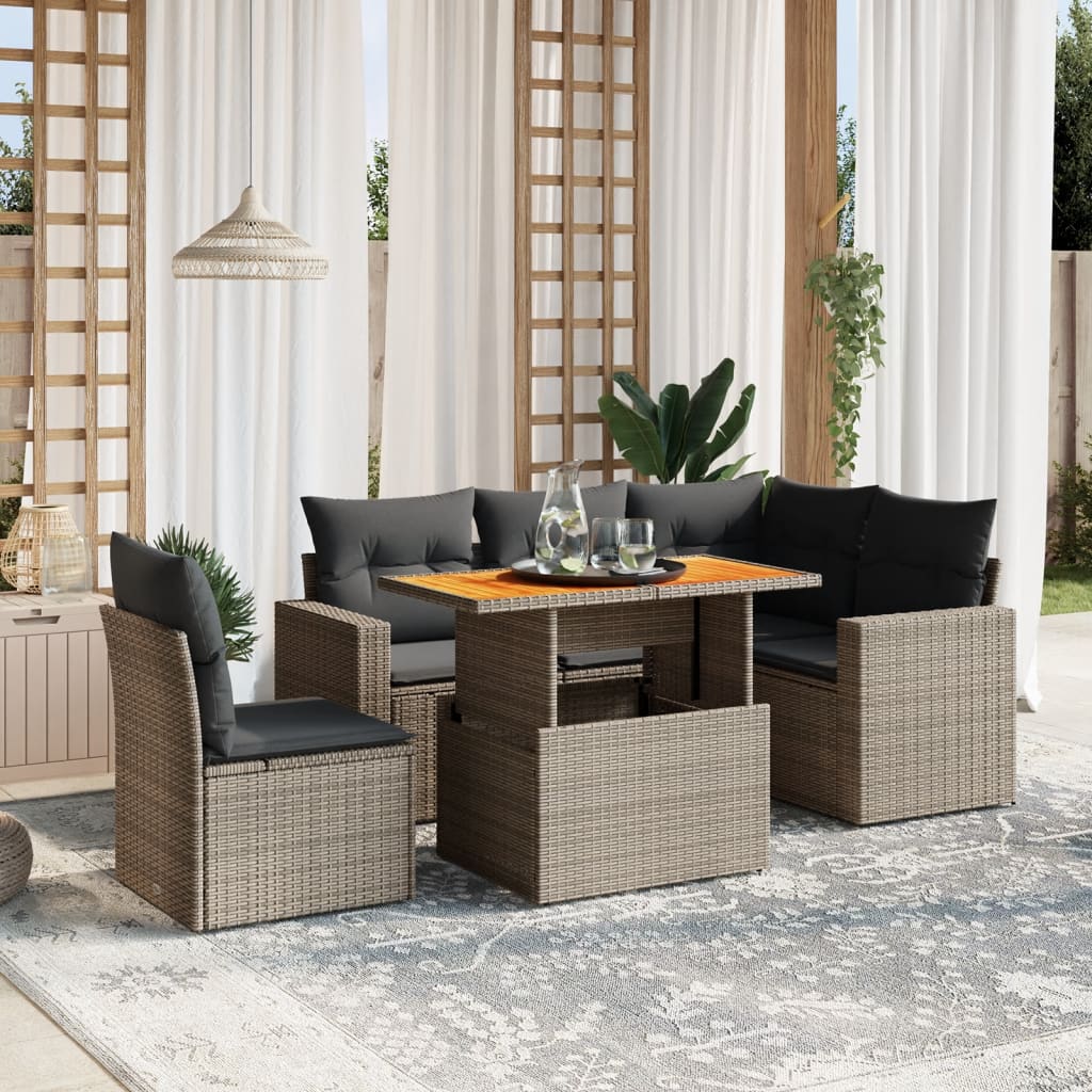 Loungegrupp Med Dynor 6 Delar Konstrotting