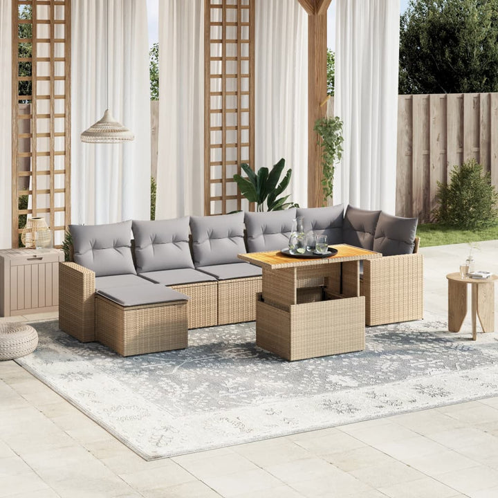 Loungegrupp För Trädgården Med Dynor 8 Delar Konstrotting