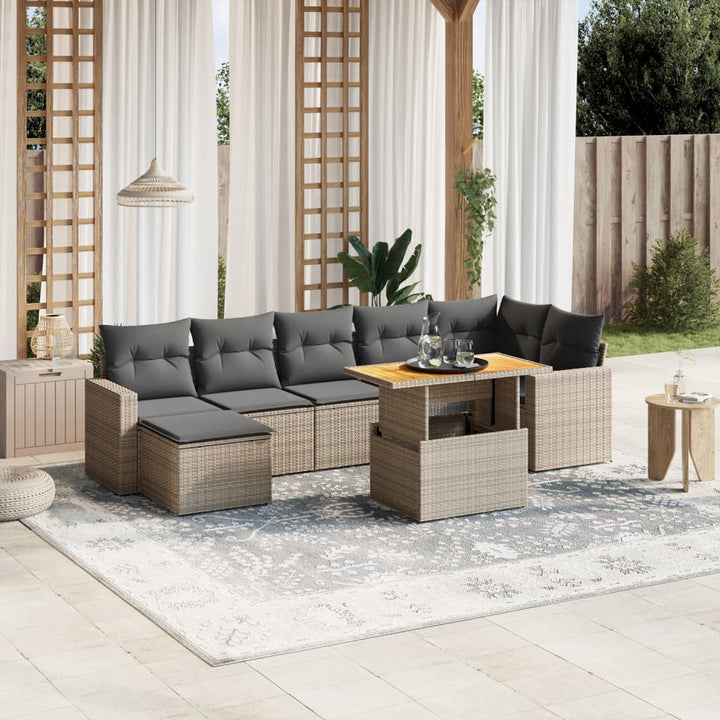 Loungegrupp För Trädgården Med Dynor 8 Delar Konstrotting