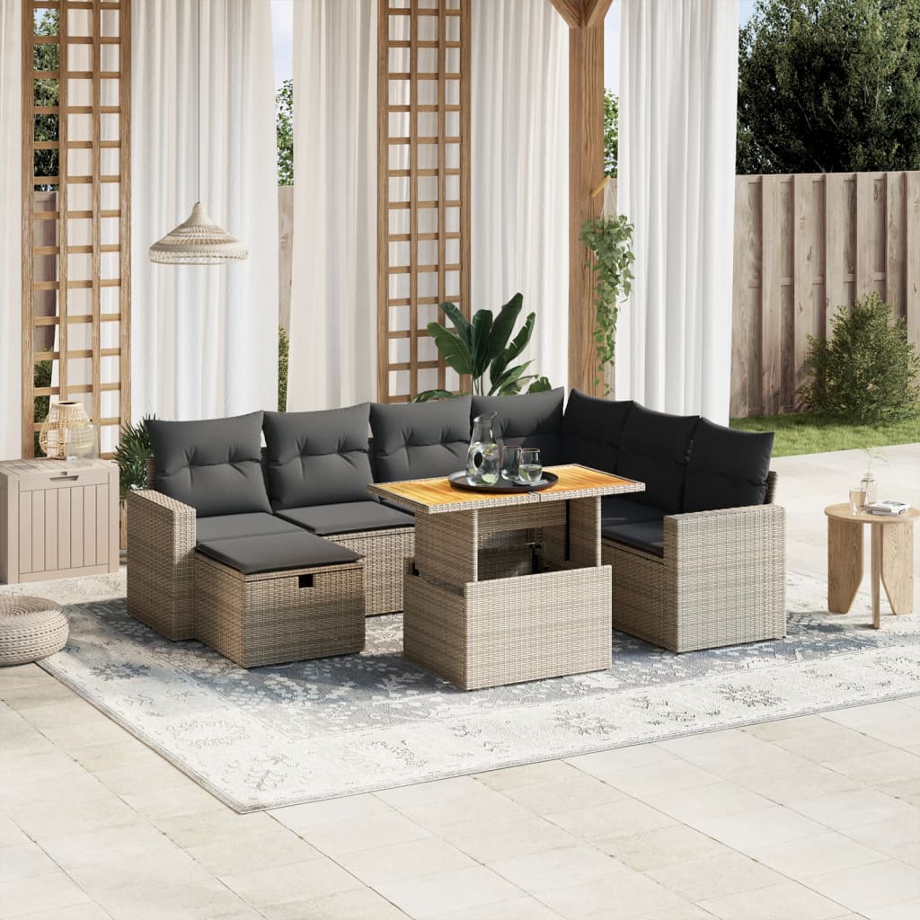 Loungegrupp För Trädgården Med Dynor 8 Delar Konstrotting