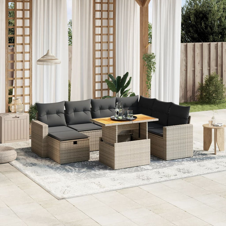 Loungegrupp För Trädgården Med Dynor 8 Delar Konstrotting