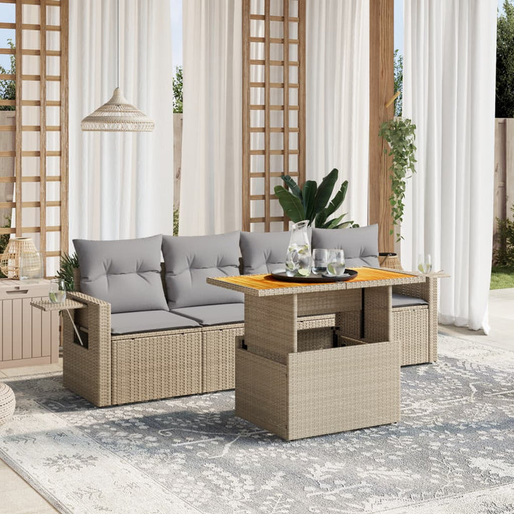 Loungegrupp För Trädgården Med Dynor 5 Delar Konstrotting