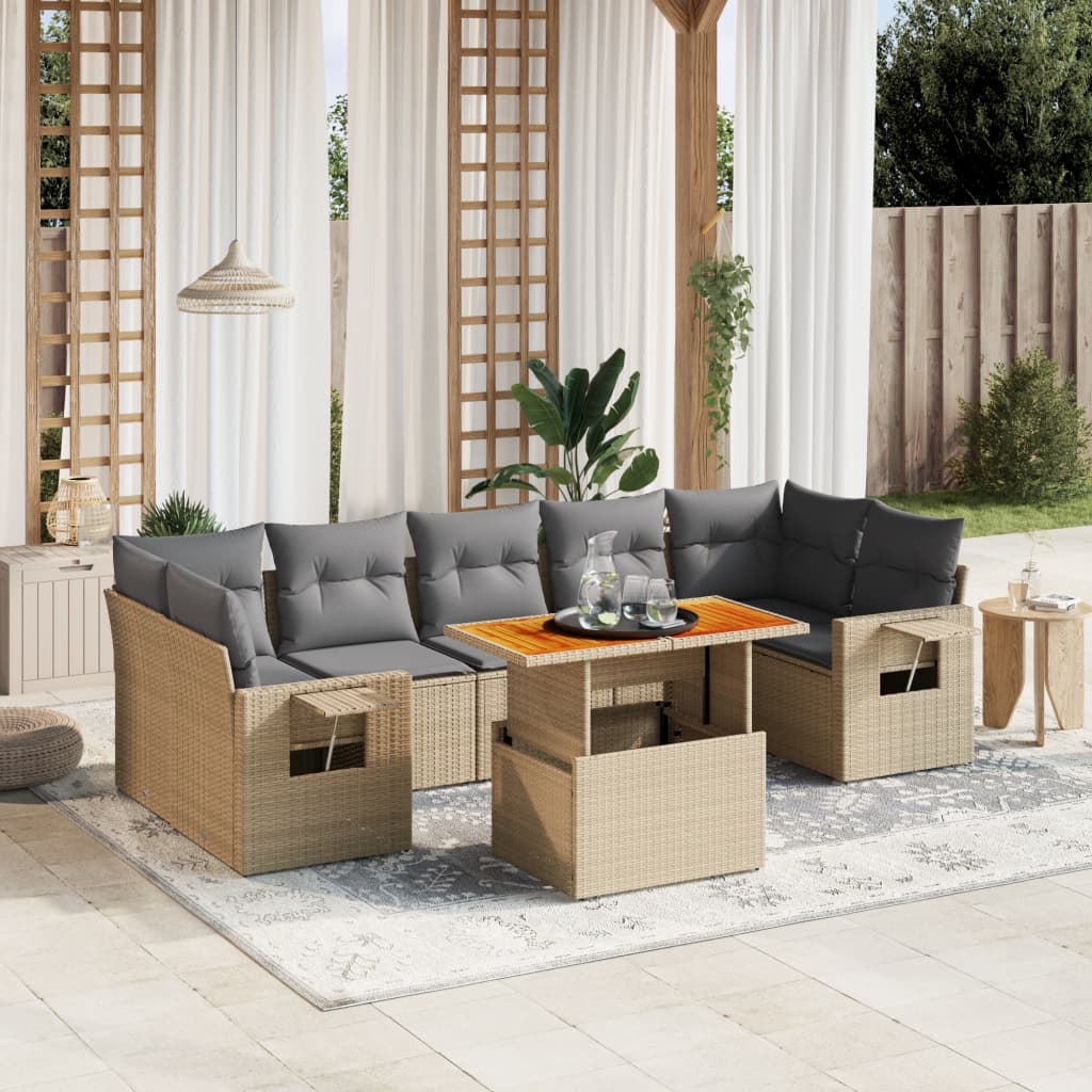 Loungegrupp För Trädgården Med Dynor 8 Delar Svart Konstrotting