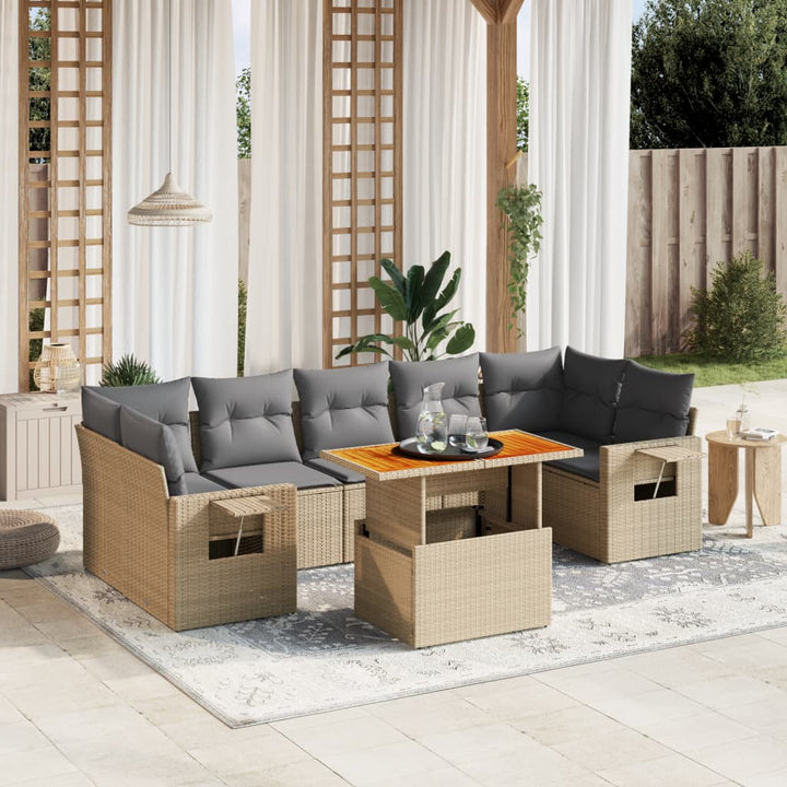 Loungegrupp För Trädgården Med Dynor 8 Delar Svart Konstrotting