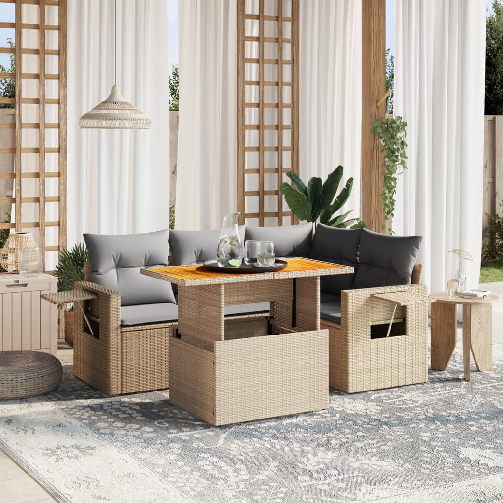 Loungegrupp För Trädgården Med Dynor 5 Delar Konstrotting