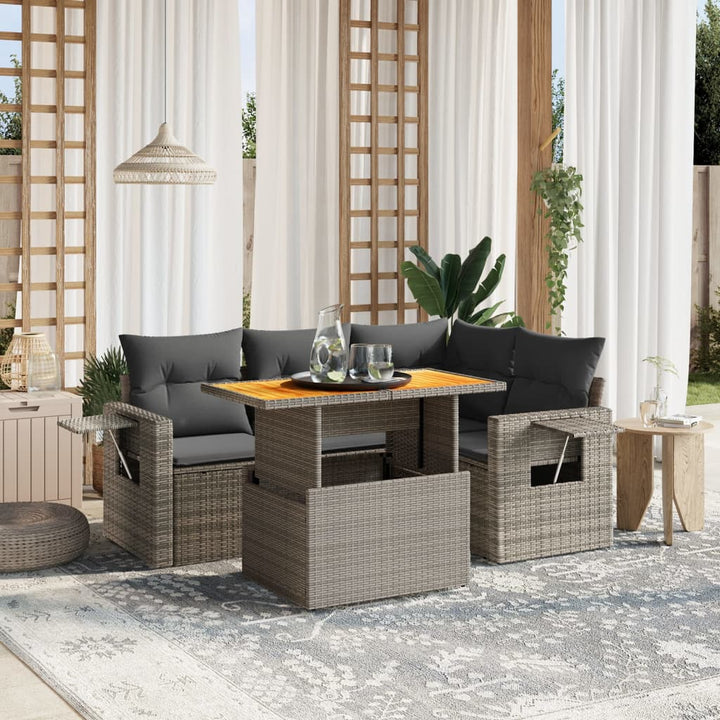 Loungegrupp För Trädgården Med Dynor 5 Delar Konstrotting