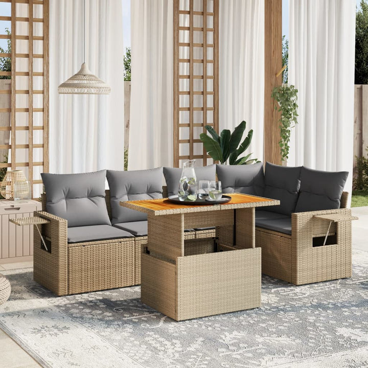 Loungegrupp Med Dynor 6 Delar Konstrotting