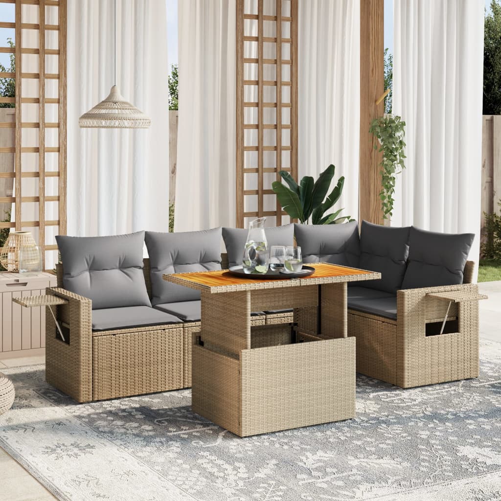 Loungegrupp Med Dynor 6 Delar Konstrotting