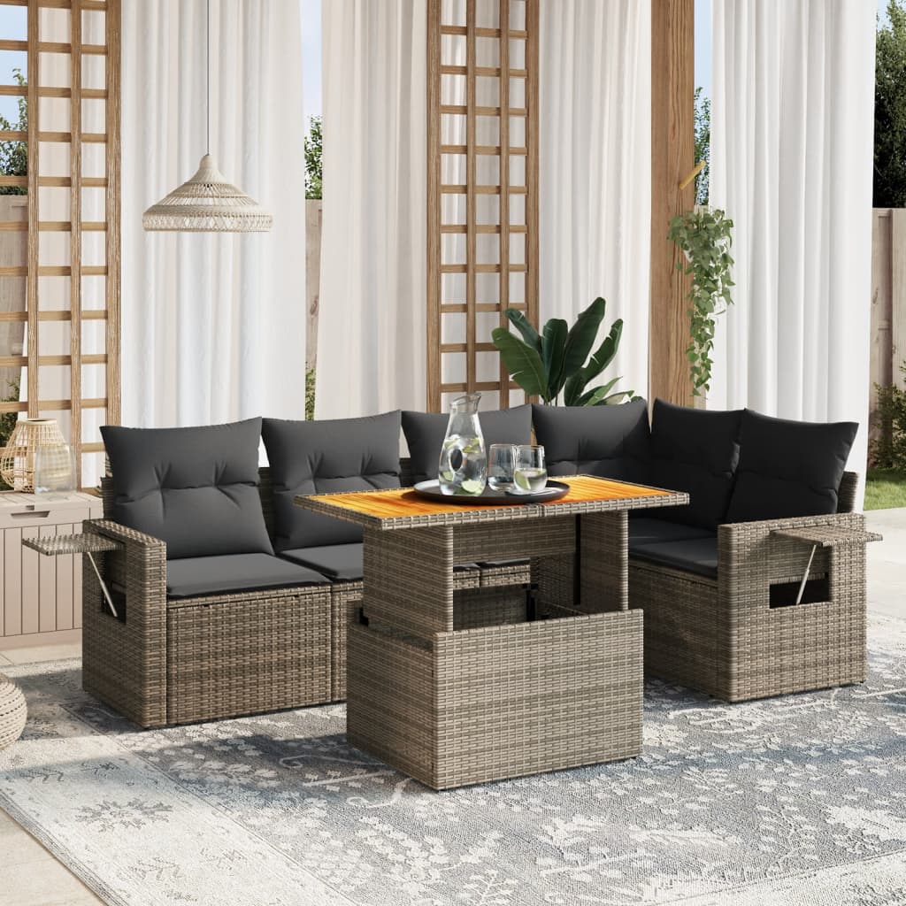 Loungegrupp Med Dynor 6 Delar Konstrotting