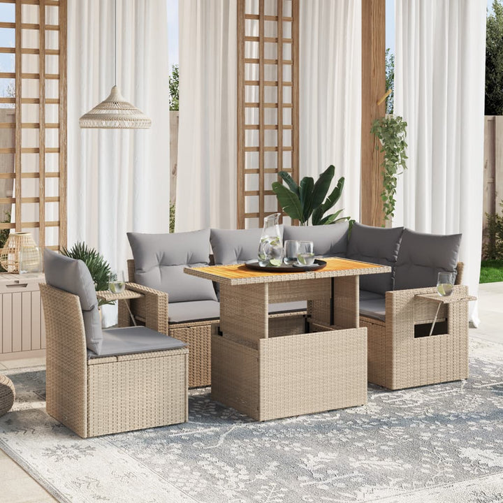 Loungegrupp Med Dynor 6 Delar Konstrotting
