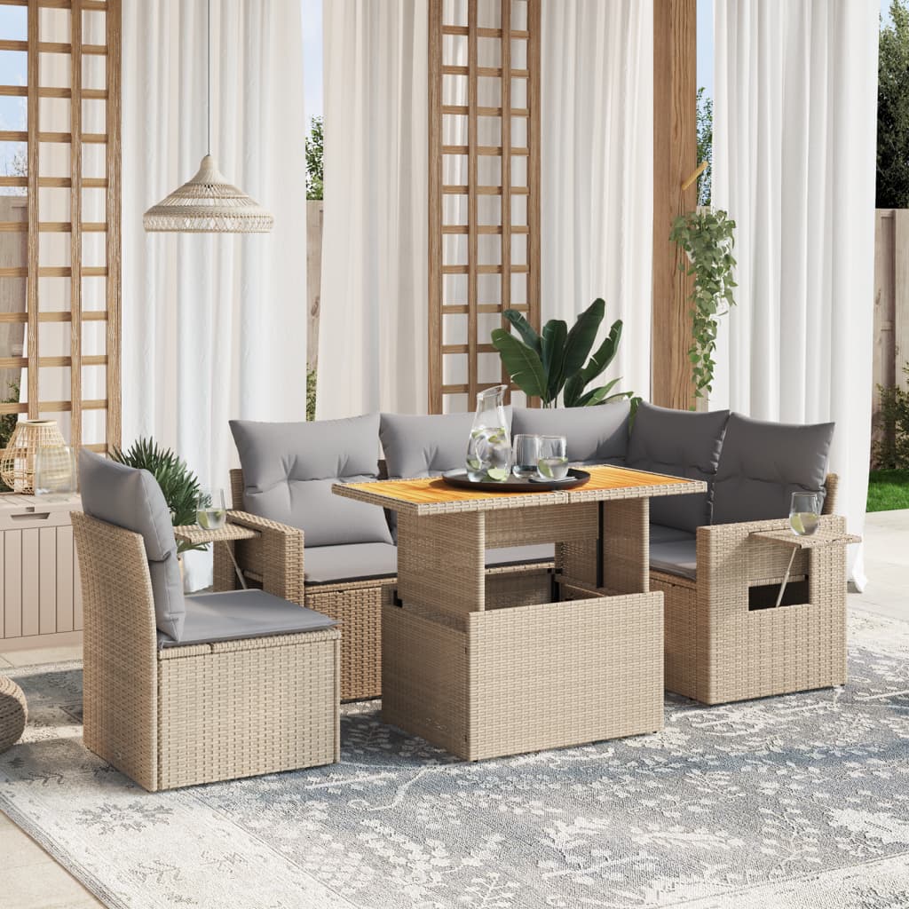Loungegrupp Med Dynor 6 Delar Konstrotting
