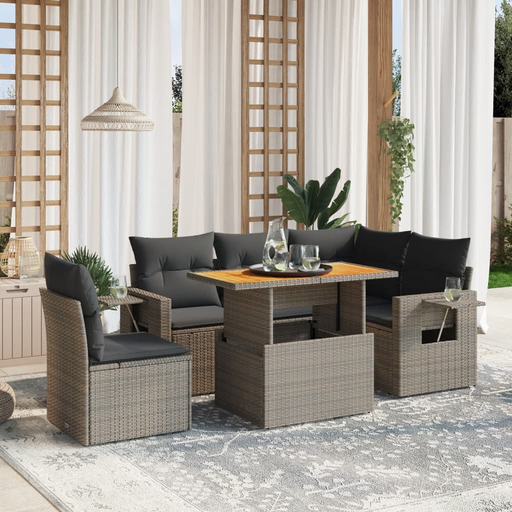 Loungegrupp Med Dynor 6 Delar Konstrotting