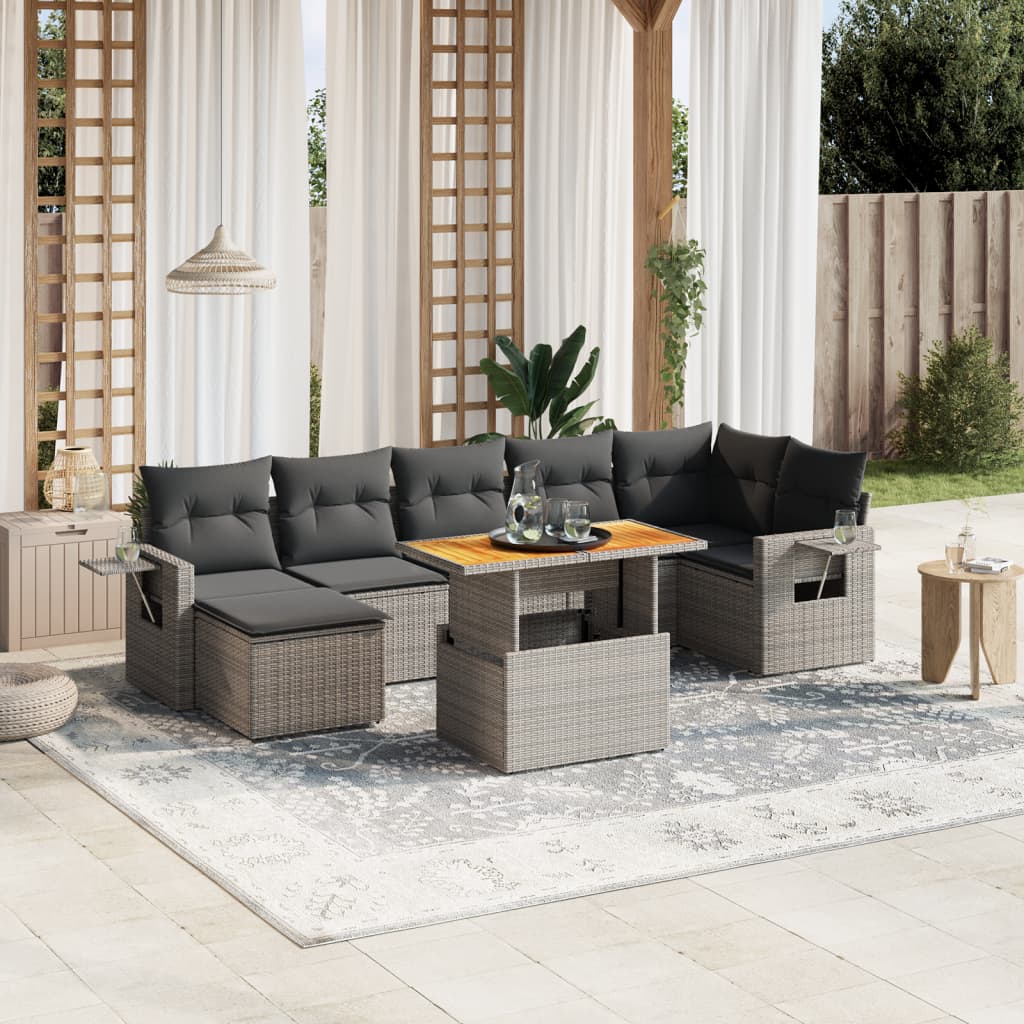 Loungegrupp För Trädgården Med Dynor 8 Delar Svart Konstrotting