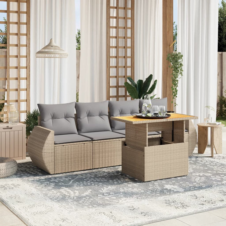 Loungegrupp För Trädgården Med Dynor 5 Delar Svart Konstrotting