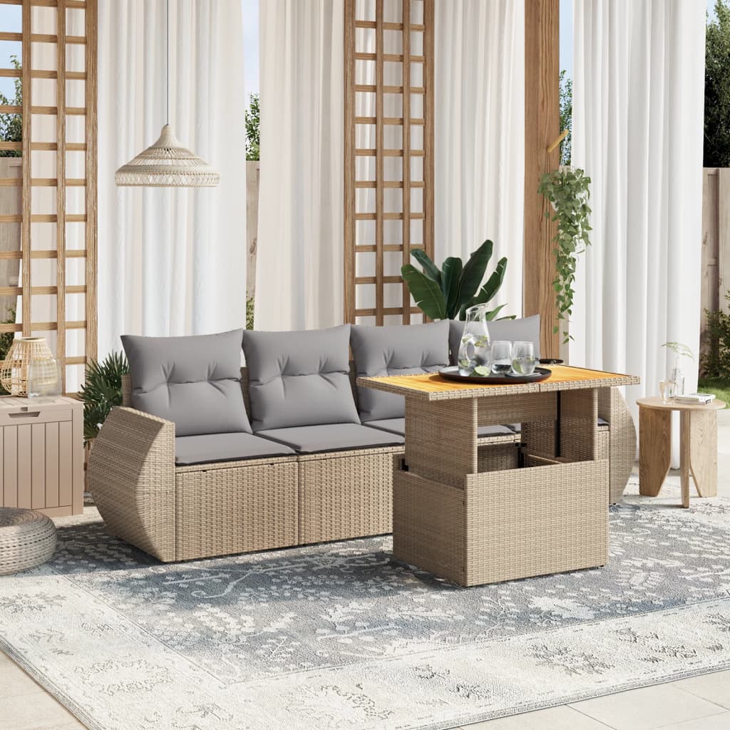 Loungegrupp För Trädgården Med Dynor 5 Delar Svart Konstrotting
