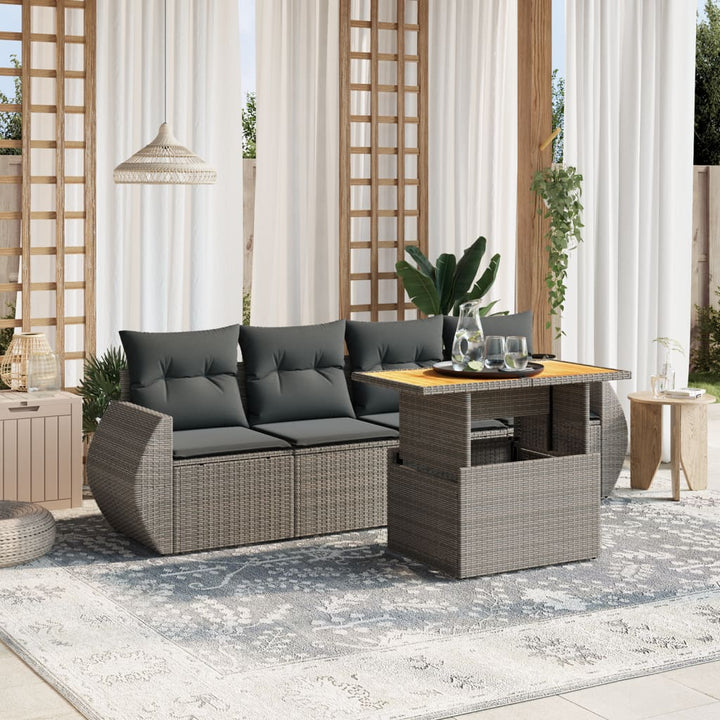 Loungegrupp För Trädgården Med Dynor 5 Delar Svart Konstrotting