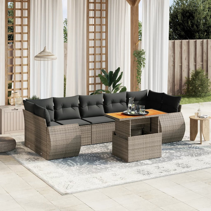 Loungegrupp För Trädgården Med Dynor 8 Delar Svart Konstrotting