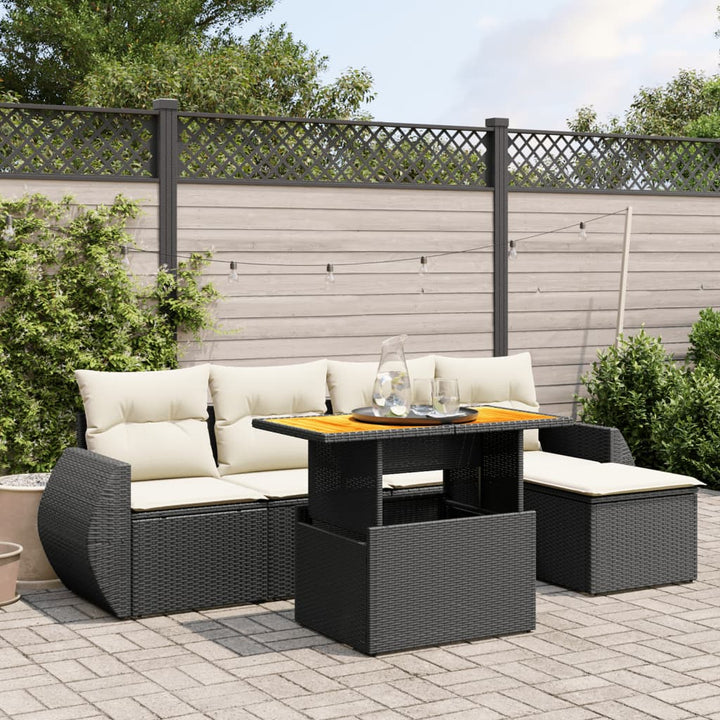 Loungegrupp Med Dynor 6 Delar Svart Konstrotting