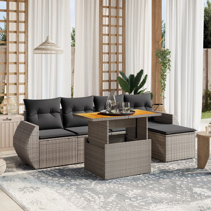 Loungegrupp Med Dynor 6 Delar Svart Konstrotting