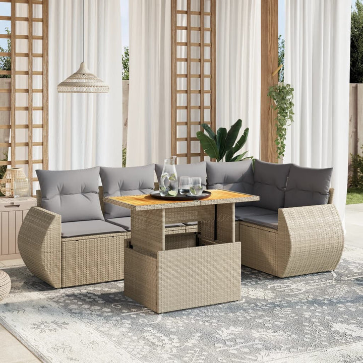 Loungegrupp Med Dynor 6 Delar Konstrotting