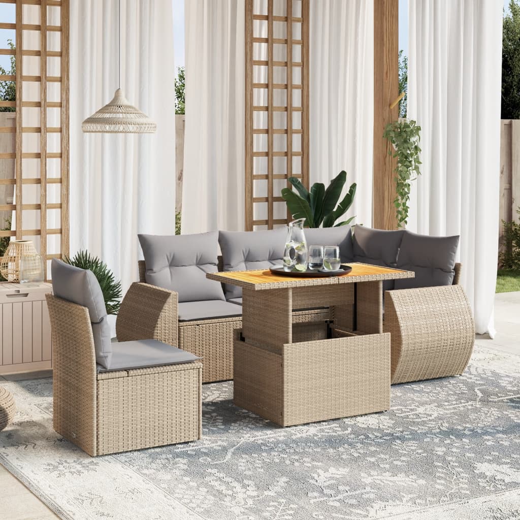 Loungegrupp Med Dynor 6 Delar Konstrotting