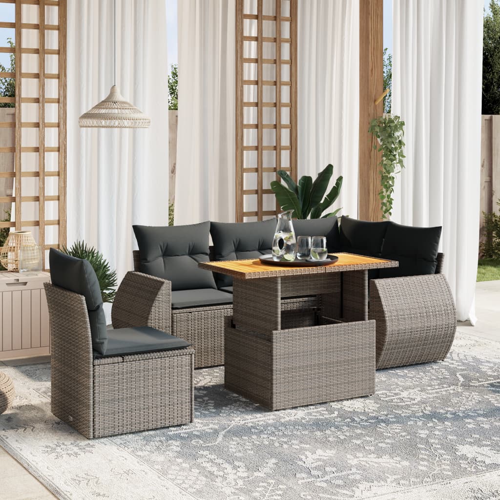 Loungegrupp Med Dynor 6 Delar Konstrotting