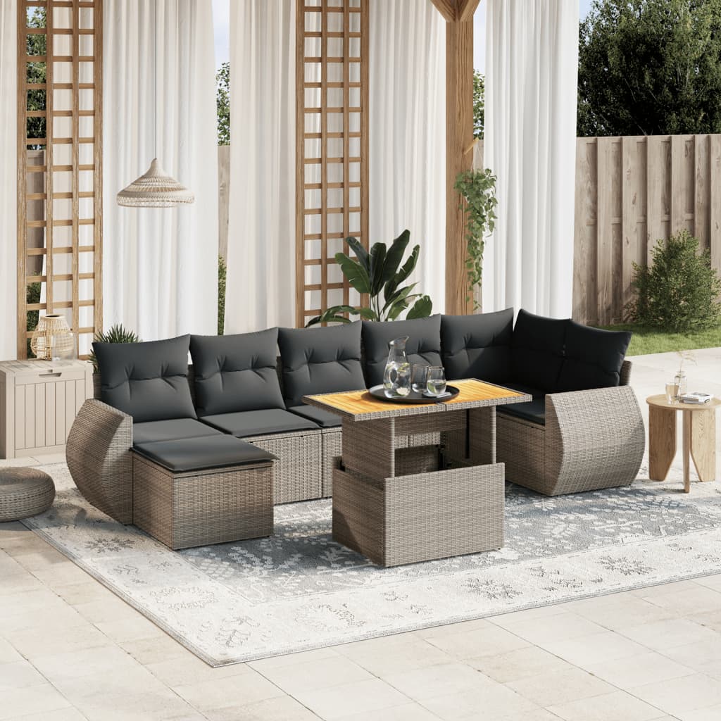 Loungegrupp För Trädgården Med Dynor 8 Delar Svart Konstrotting