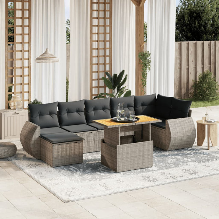 Loungegrupp För Trädgården Med Dynor 8 Delar Svart Konstrotting