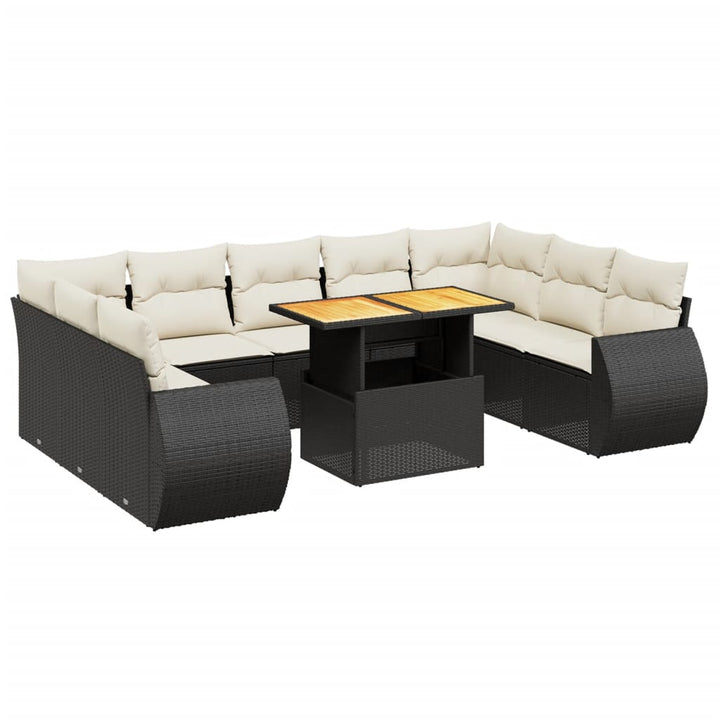 Loungegrupp 10 Delar Med Svarta Dynor Konstrotting