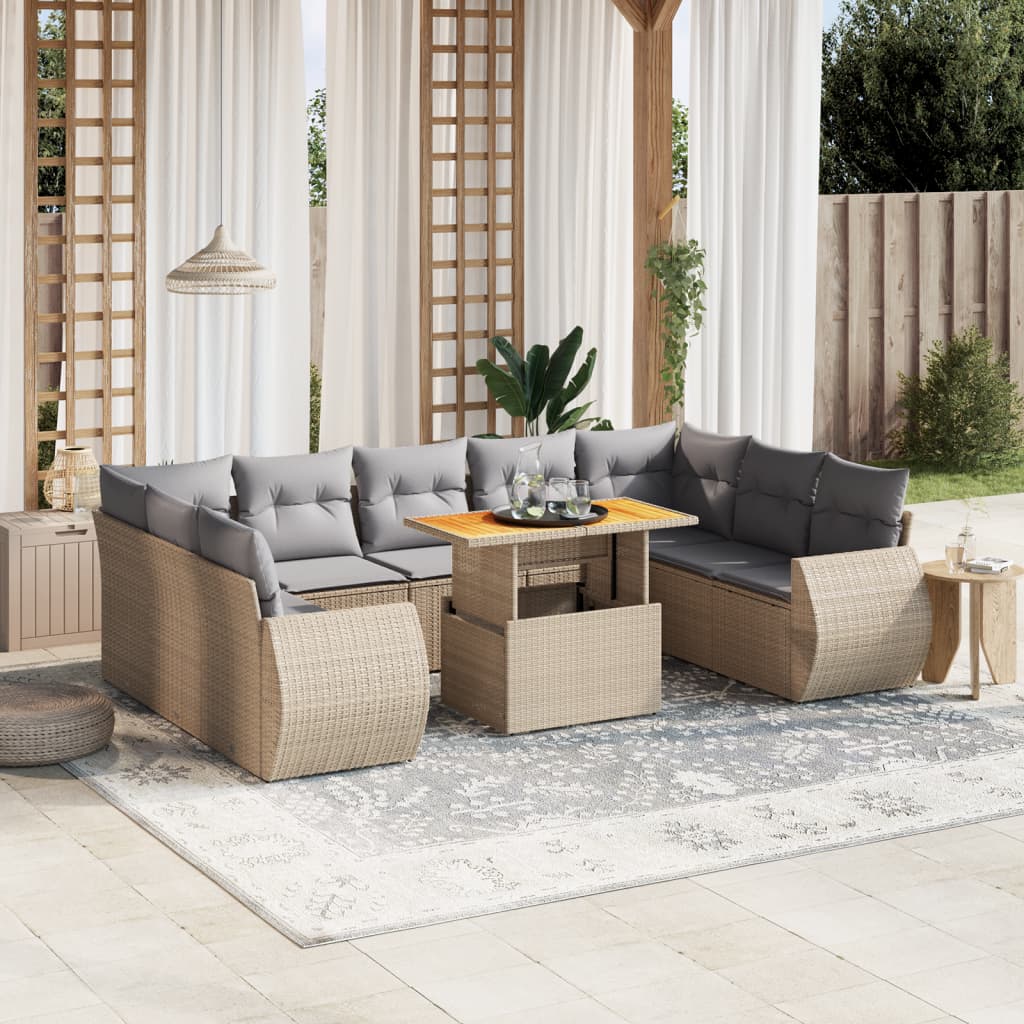 Loungegrupp 10 Delar Med Svarta Dynor Konstrotting