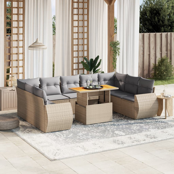 Loungegrupp 10 Delar Med Svarta Dynor Konstrotting