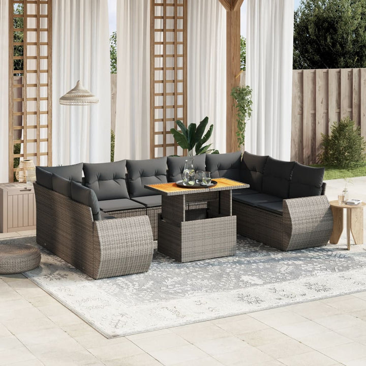 Loungegrupp 10 Delar Med Svarta Dynor Konstrotting