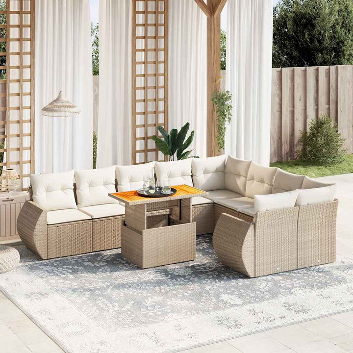 Loungegrupp 10 Delar Med Svarta Dynor Konstrotting