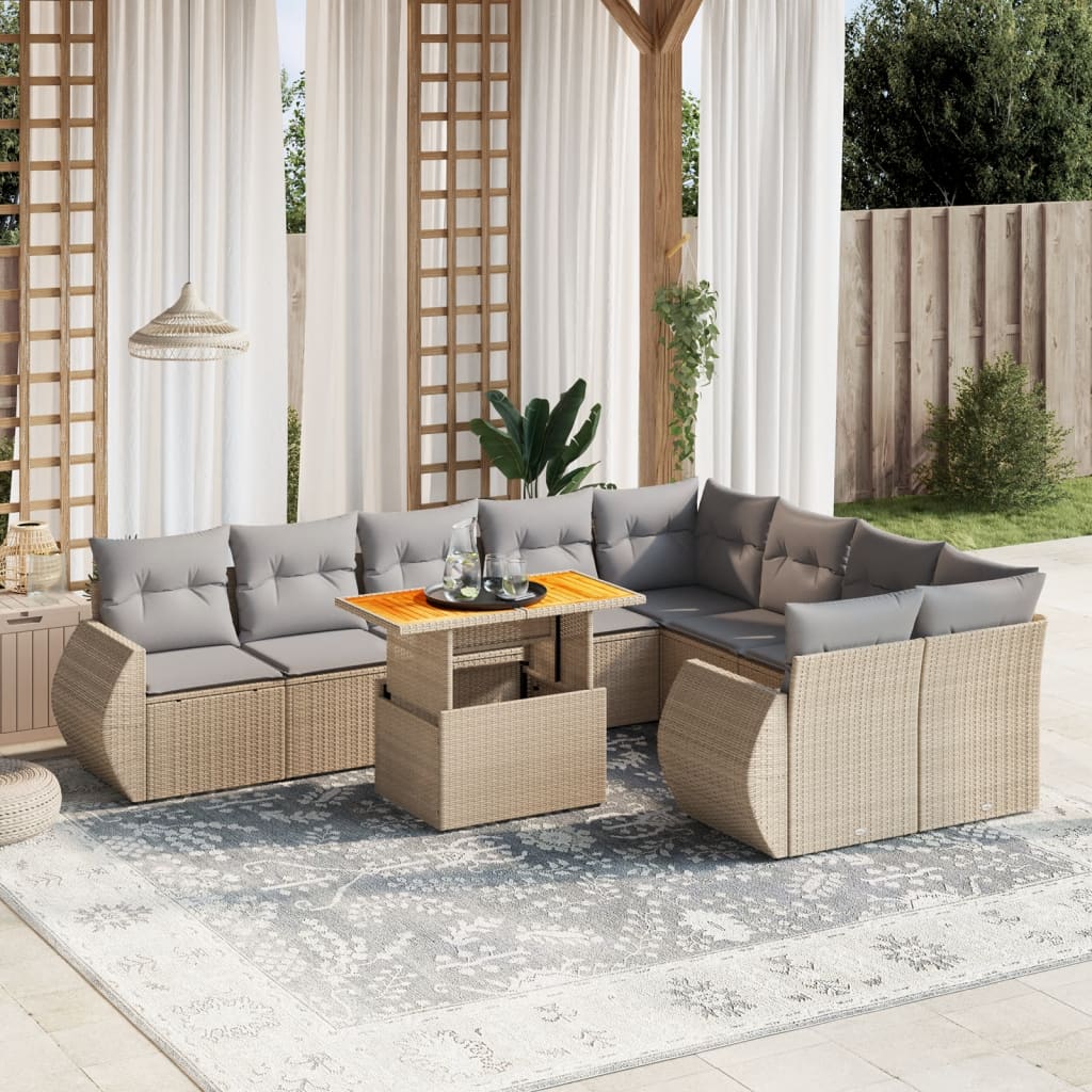 Loungegrupp 10 Delar Med Svarta Dynor Konstrotting