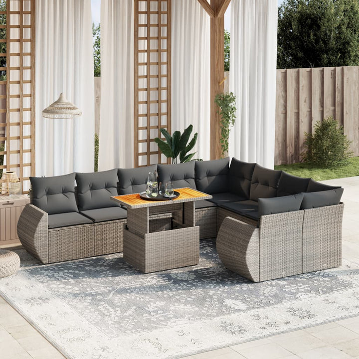 Loungegrupp 10 Delar Med Svarta Dynor Konstrotting