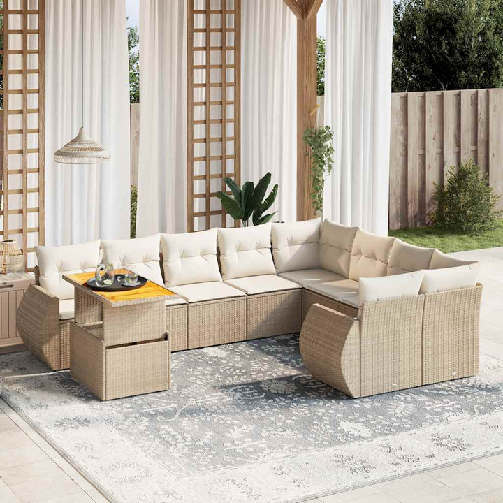 Loungegrupp 10 Delar Med Svarta Dynor Konstrotting