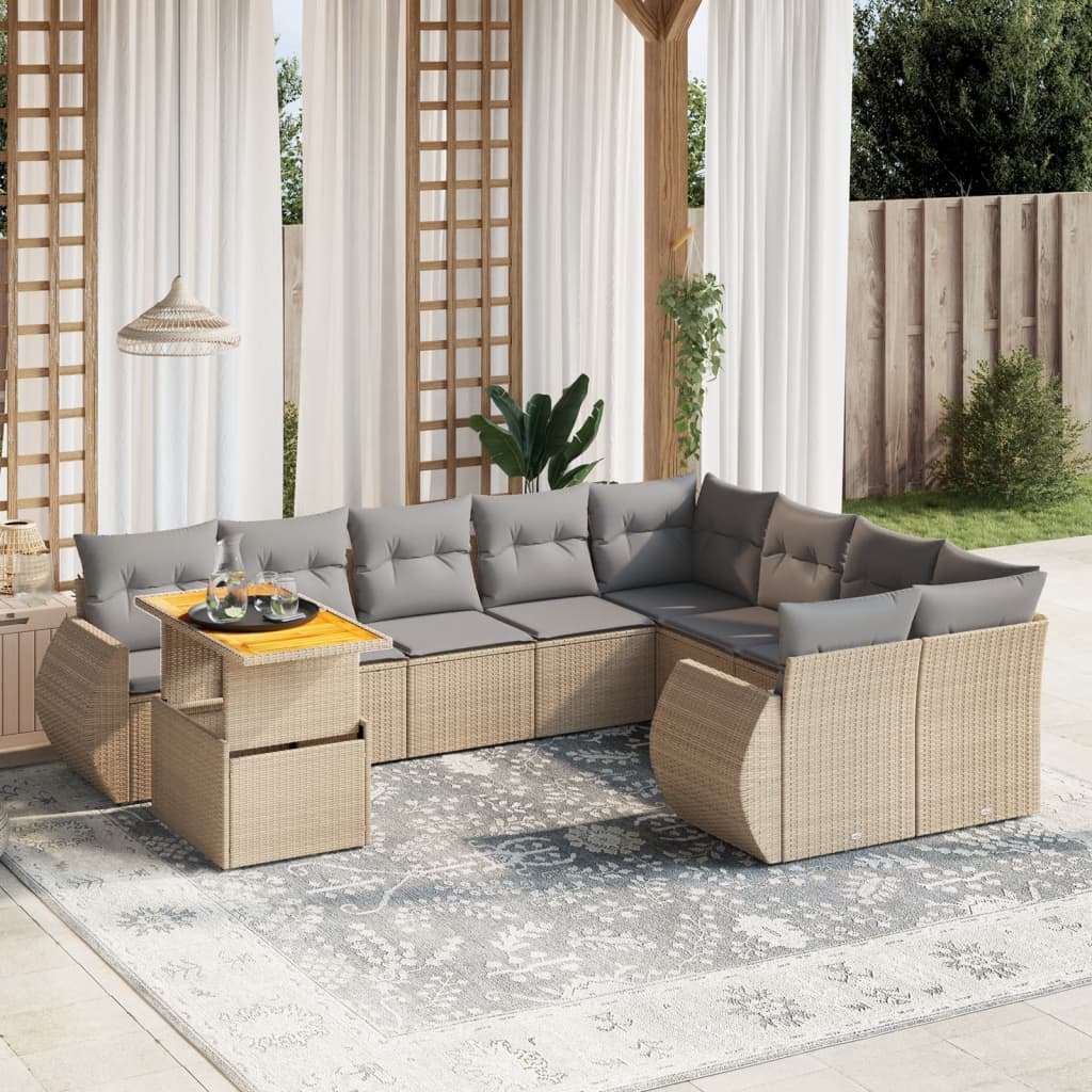 Loungegrupp 10 Delar Med Svarta Dynor Konstrotting