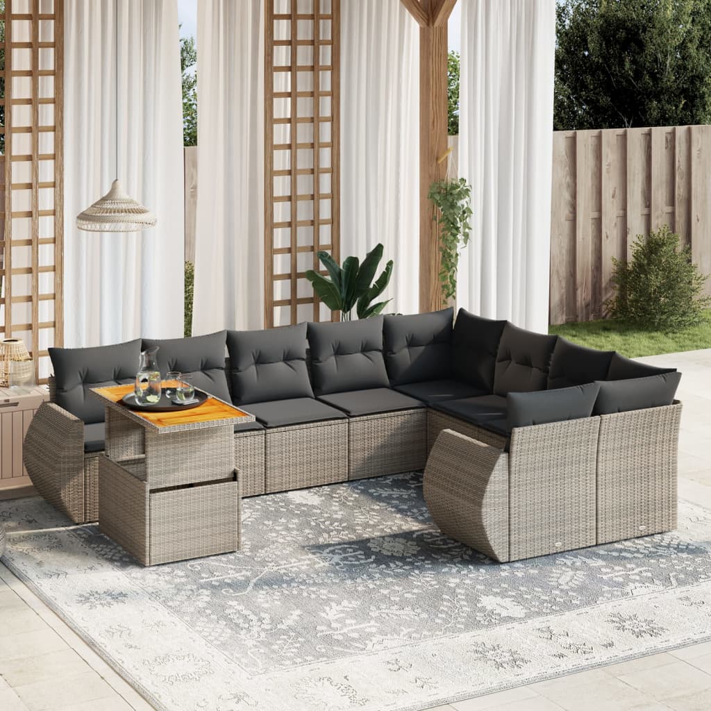 Loungegrupp 10 Delar Med Svarta Dynor Konstrotting