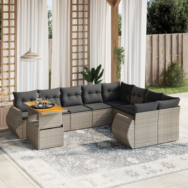 Loungegrupp 10 Delar Med Svarta Dynor Konstrotting