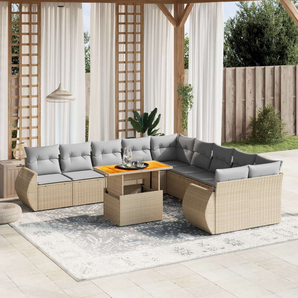 Loungegrupp För Trädgården M. Dynor 11 Delar Konstrotting