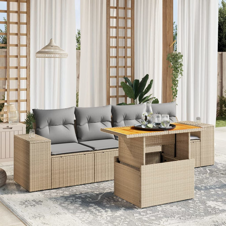 Loungegrupp För Trädgården Med Dynor 5 Delar Svart Konstrotting