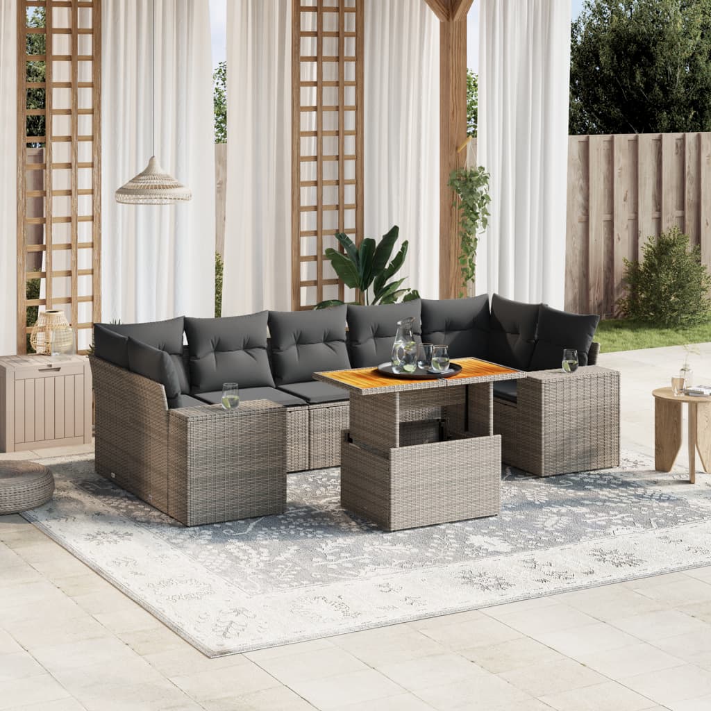 Loungegrupp För Trädgården Med Dynor 8 Delar Konstrotting
