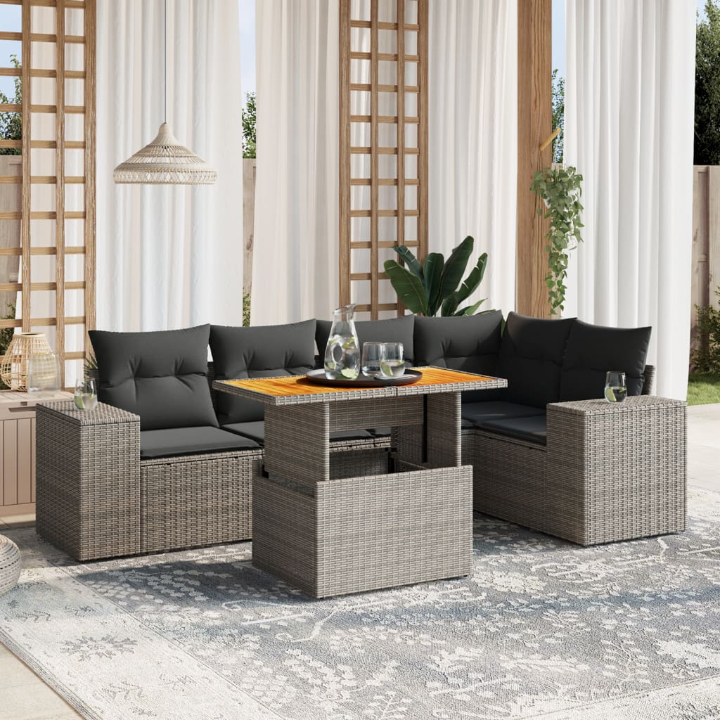 Loungegrupp Med Dynor 6 Delar Konstrotting