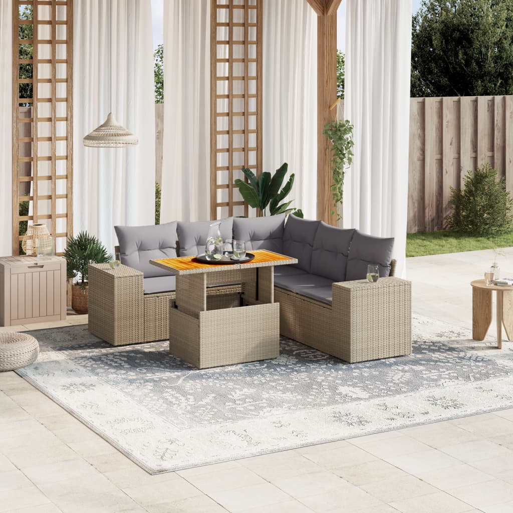 Loungegrupp Med Dynor 6 Delar Konstrotting