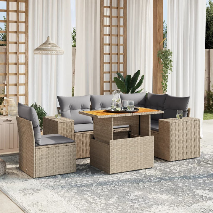 Loungegrupp Med Dynor 6 Delar Konstrotting