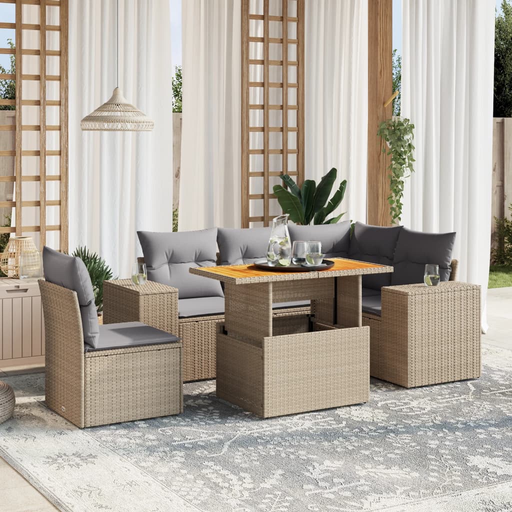 Loungegrupp Med Dynor 6 Delar Konstrotting