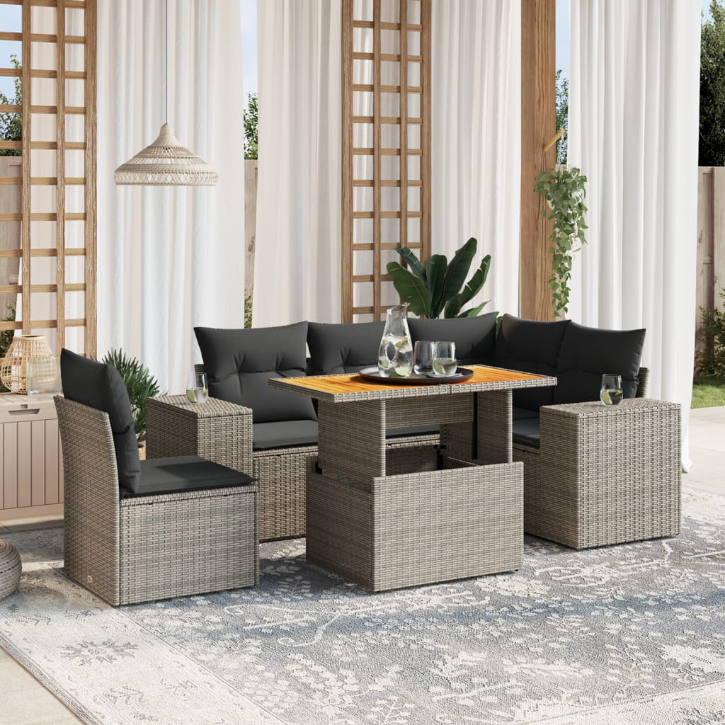 Loungegrupp Med Dynor 6 Delar Konstrotting