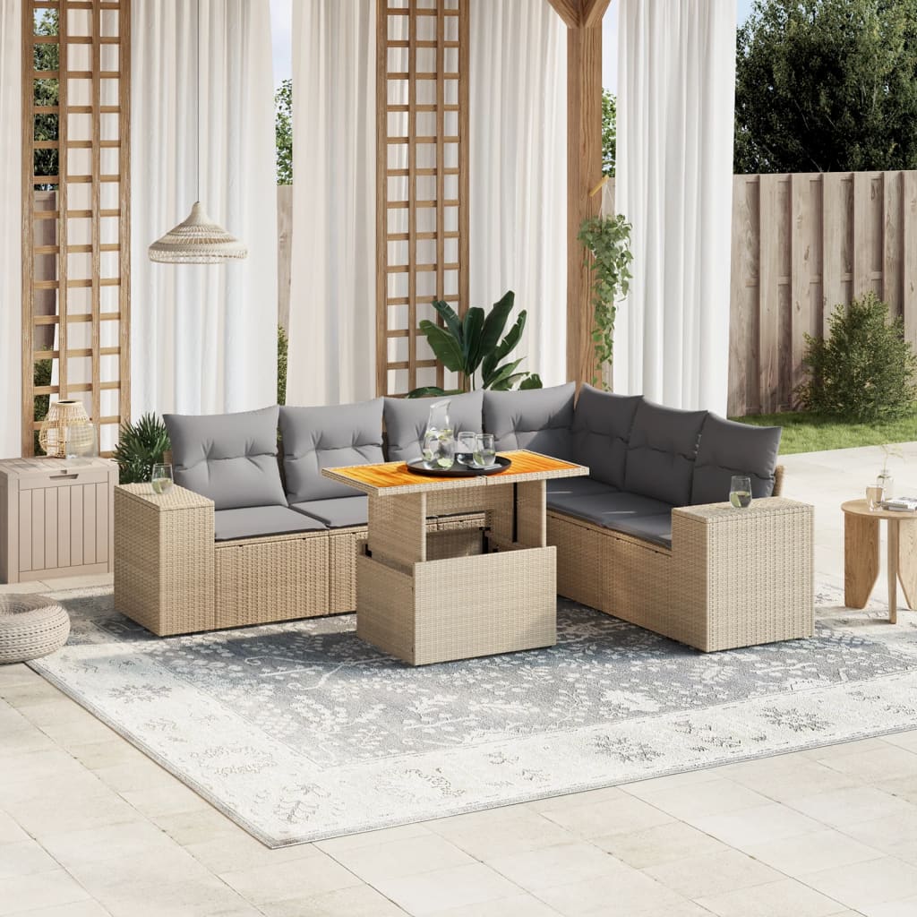 Soffgrupp För Trädgården Med Dynor 7 Delar Svart Konstrotting
